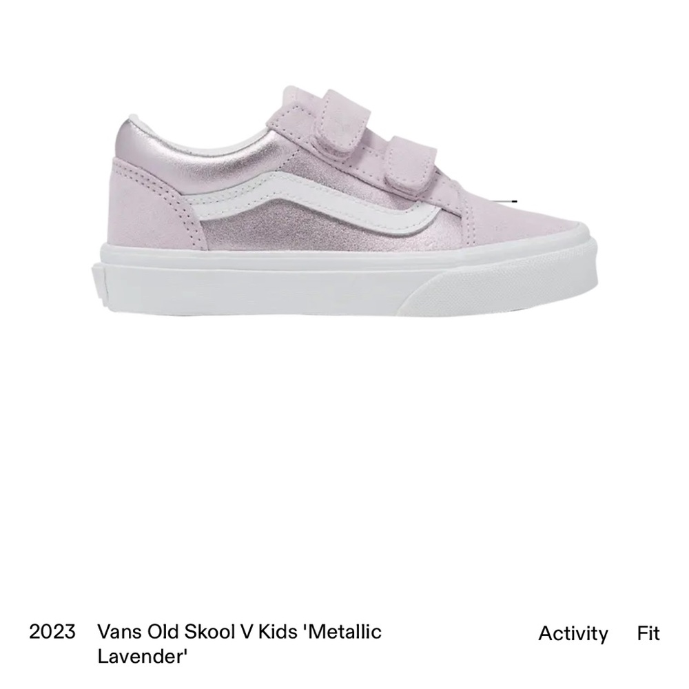 Vans Kids Old Skool Metallic Lavender Velcro Sneakers